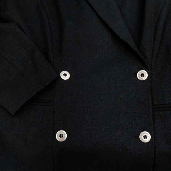 State Of Claude Montana Blazer Womens 12 Black Double Breasted Wool Blend Jacket - Picture 15 of 16